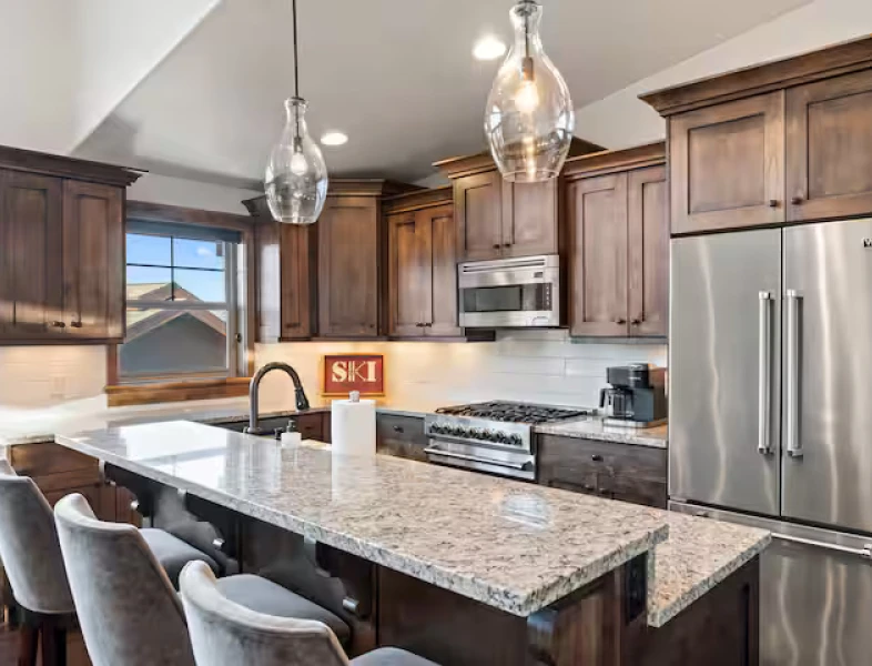 Mountain-style kitchen of a Life Elevated managed Park City vacation rental
